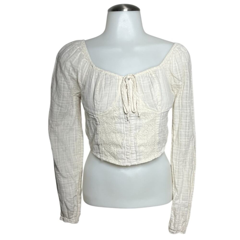 Small American Eagle Outfitters Cream Babydoll peasant Crop Top